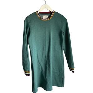 Sol Angeles Teal Sweater Dress Cozy Terry Crewneck Preppy Classic Size Small